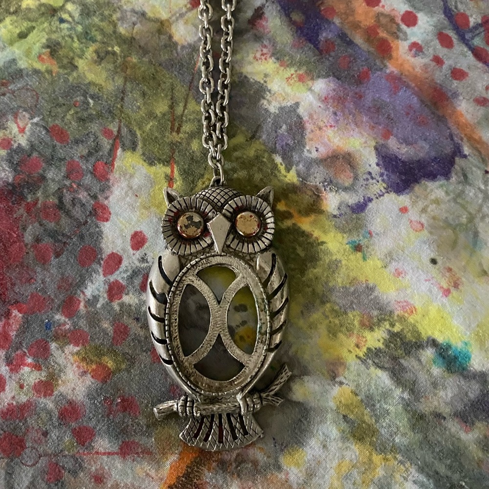 Vintage silver owl necklace